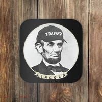 Lincoln Wearing Trump Hat Funny Abe Merica Abraham Coaster thumb 0
