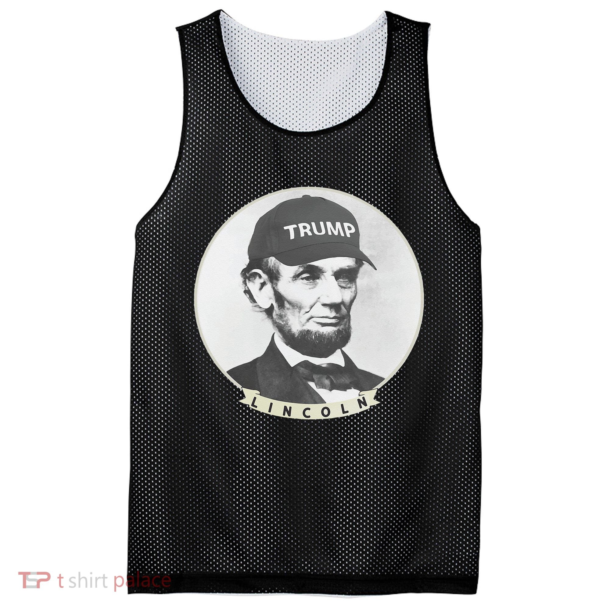 Lincoln Wearing Trump Hat Funny Abe Merica Abraham Mesh Reversible Basketball Jersey Tank