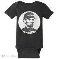 Lincoln Wearing Trump Hat Funny Abe Merica Abraham Baby Bodysuit thumb 0