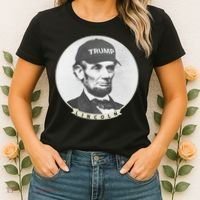 Lincoln Wearing Trump Hat Funny Abe Merica Abraham Women's T-Shirt thumb 2