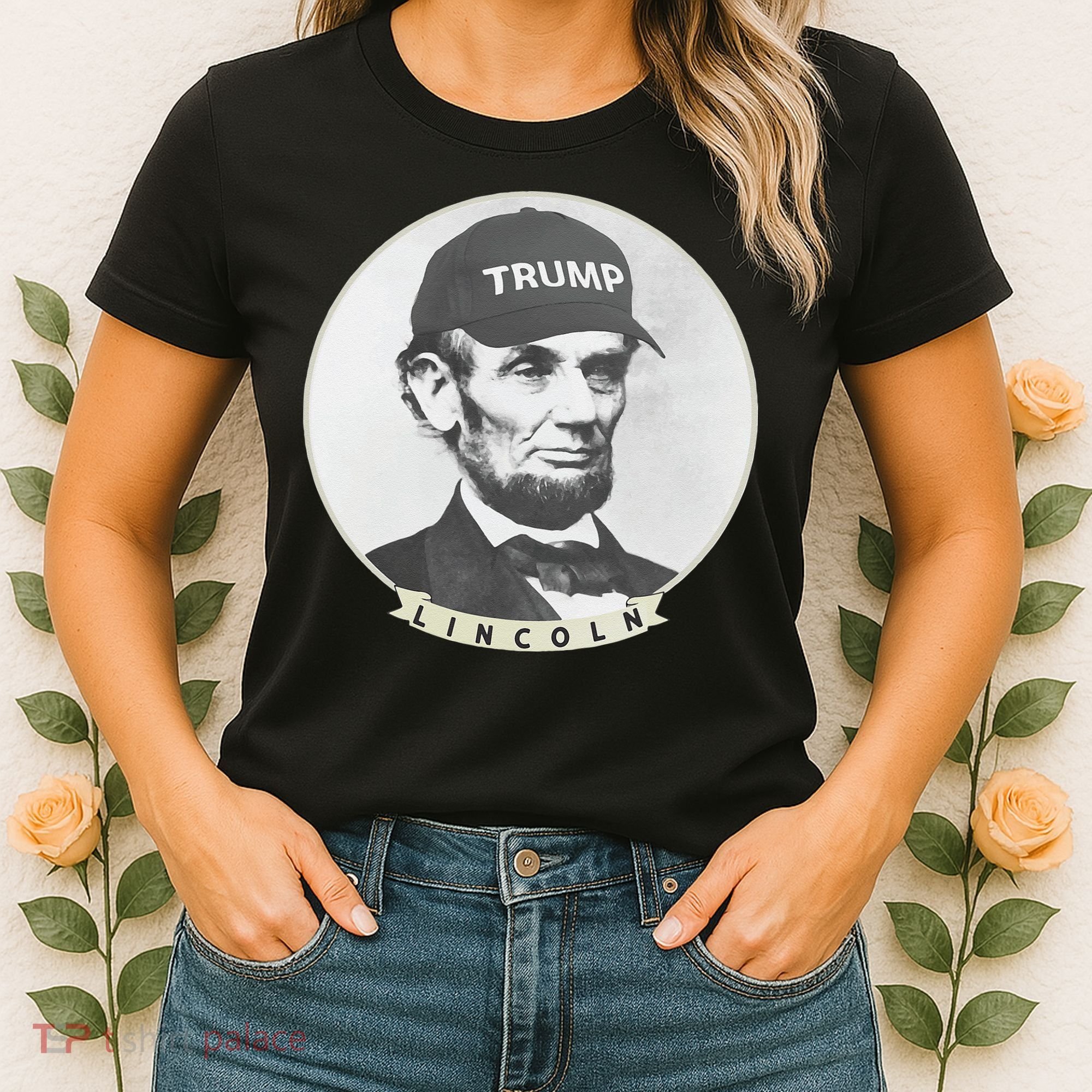 Lincoln Wearing Trump Hat Funny Abe Merica Abraham Women's T-Shirt