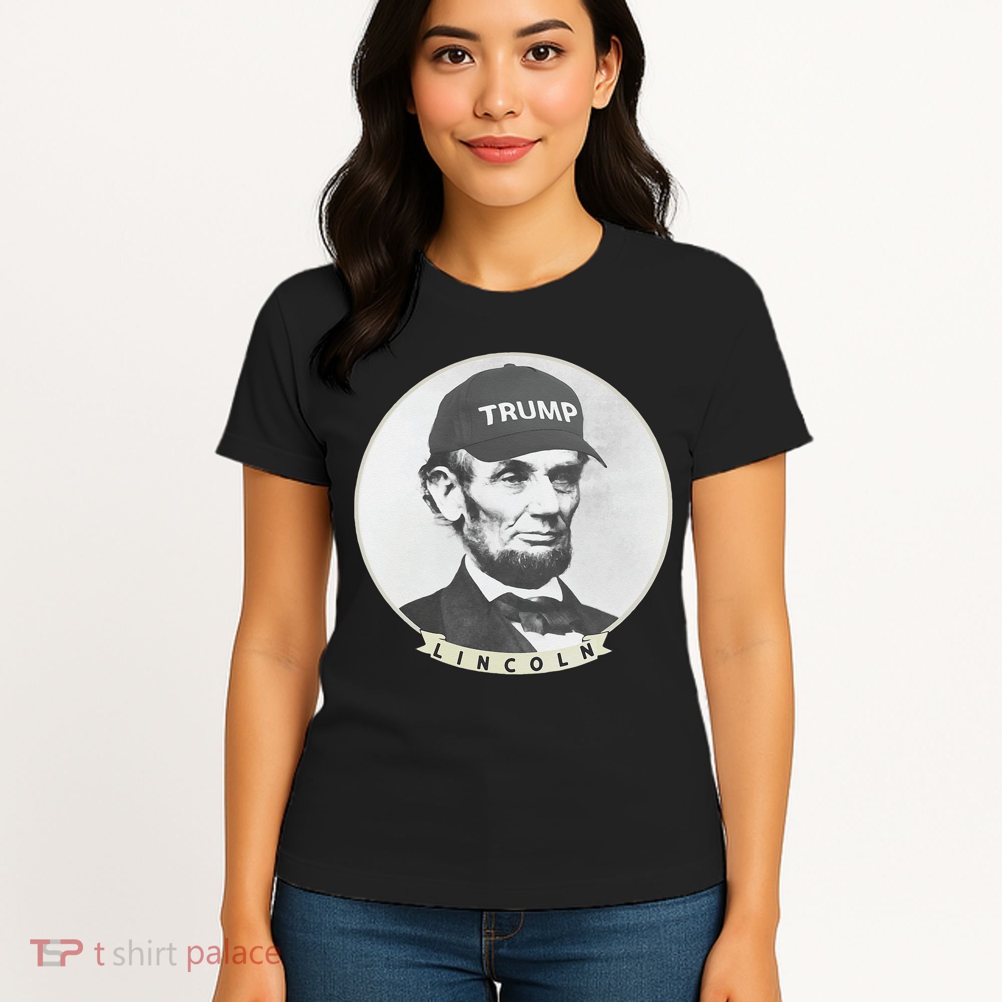 Lincoln Wearing Trump Hat Funny Abe Merica Abraham Women's T-Shirt