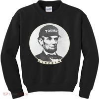 Lincoln Wearing Trump Hat Funny Abe Merica Abraham Kids Sweatshirt thumb 0