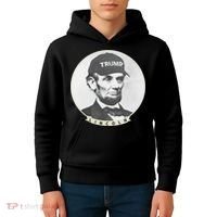 Lincoln Wearing Trump Hat Funny Abe Merica Abraham Kids Hoodie thumb 4
