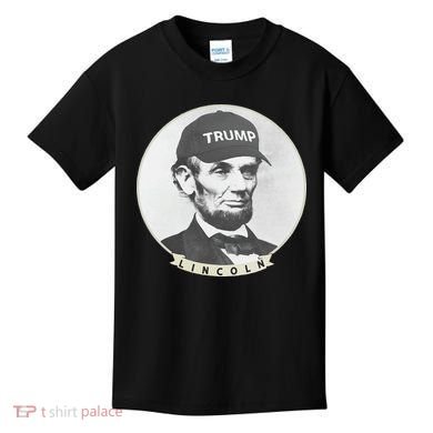 Lincoln Wearing Trump Hat Funny Abe Merica Abraham Kids T-Shirt