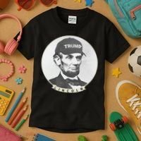 Lincoln Wearing Trump Hat Funny Abe Merica Abraham Kids T-Shirt thumb 3