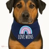 Love Wins Transgender Rainbow Pride Month USA-Made Doggie Bandana thumb 1