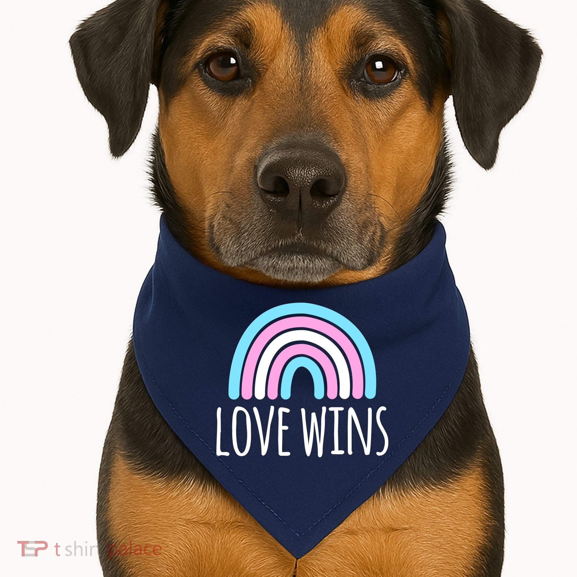 Love Wins Transgender Rainbow Pride Month USA-Made Doggie Bandana
