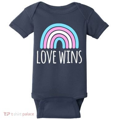 Love Wins Transgender Rainbow Pride Month Baby Bodysuit
