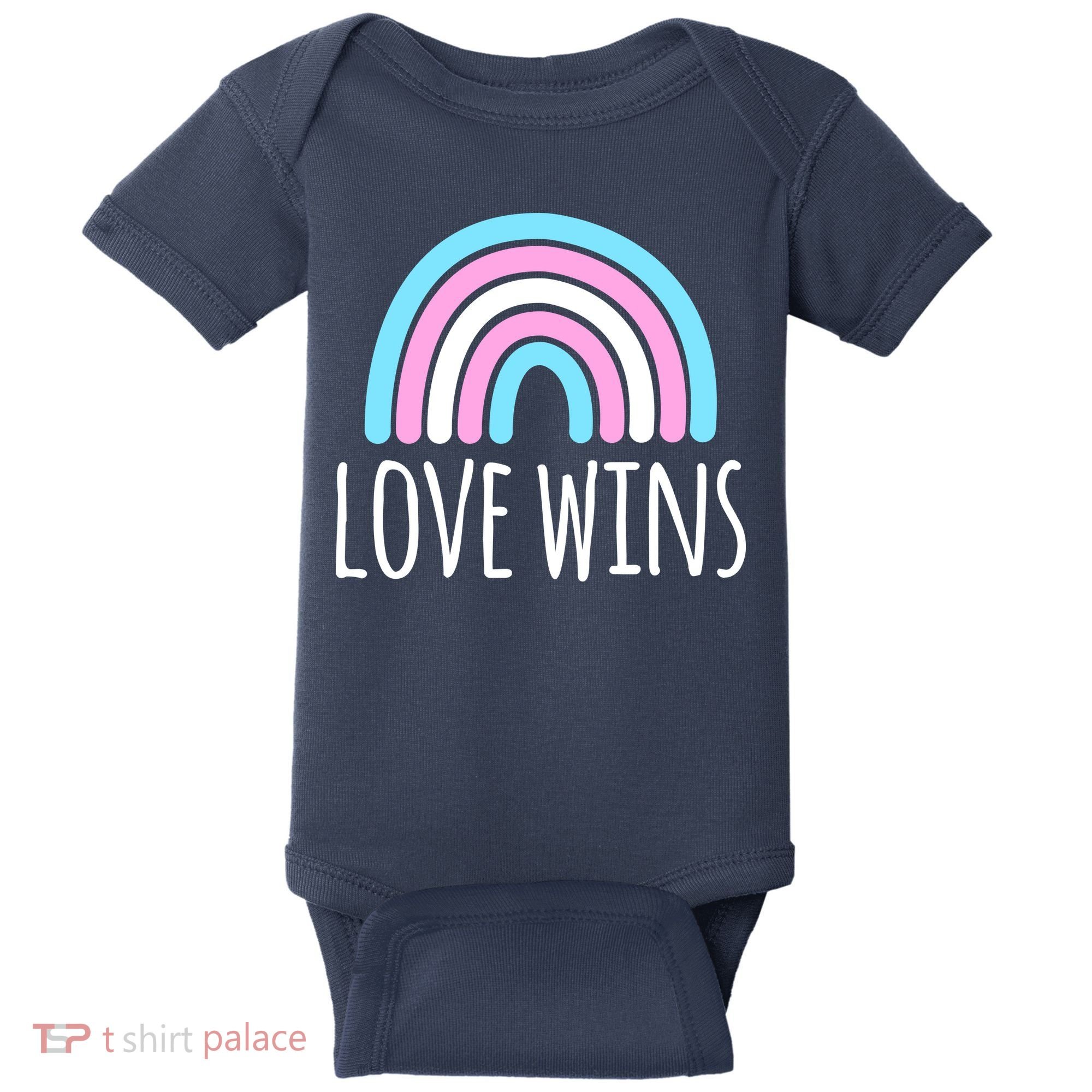 Love Wins Transgender Rainbow Pride Month Baby Bodysuit