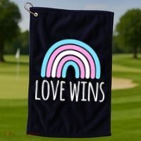 Love Wins Transgender Rainbow Pride Month Golf Towel thumb 1