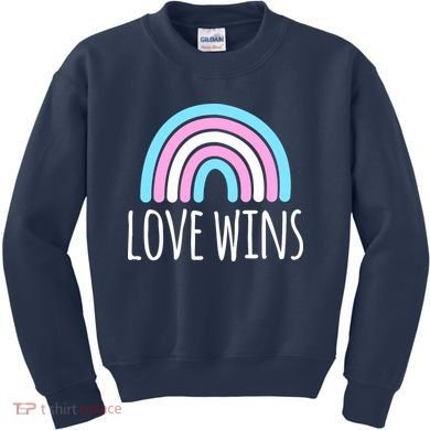 Love Wins Transgender Rainbow Pride Month Kids Sweatshirt
