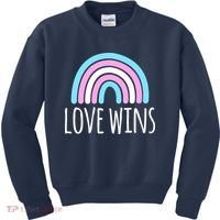 Love Wins Transgender Rainbow Pride Month Kids Sweatshirt thumb 0