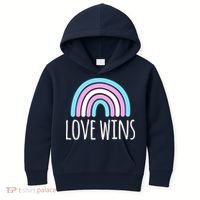 Love Wins Transgender Rainbow Pride Month Kids Hoodie thumb 0