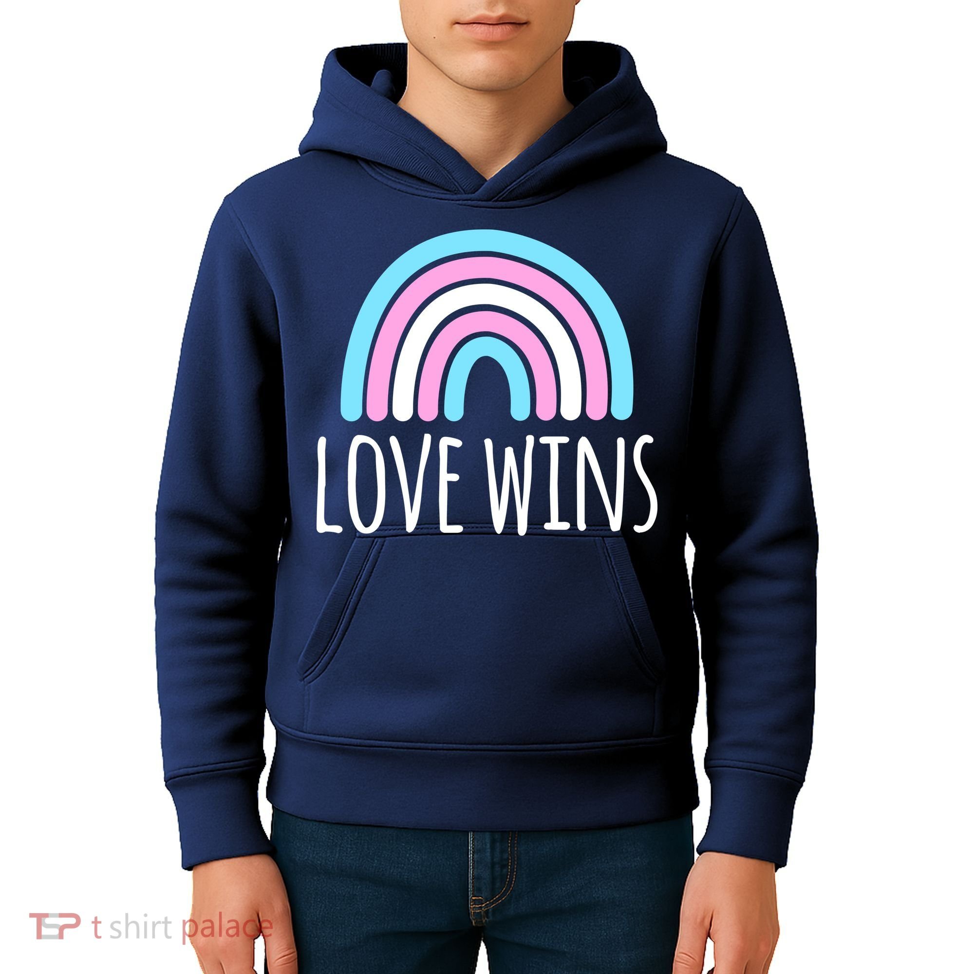 Love Wins Transgender Rainbow Pride Month Kids Hoodie