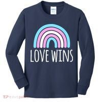 Love Wins Transgender Rainbow Pride Month Kids Long Sleeve Shirt thumb 0