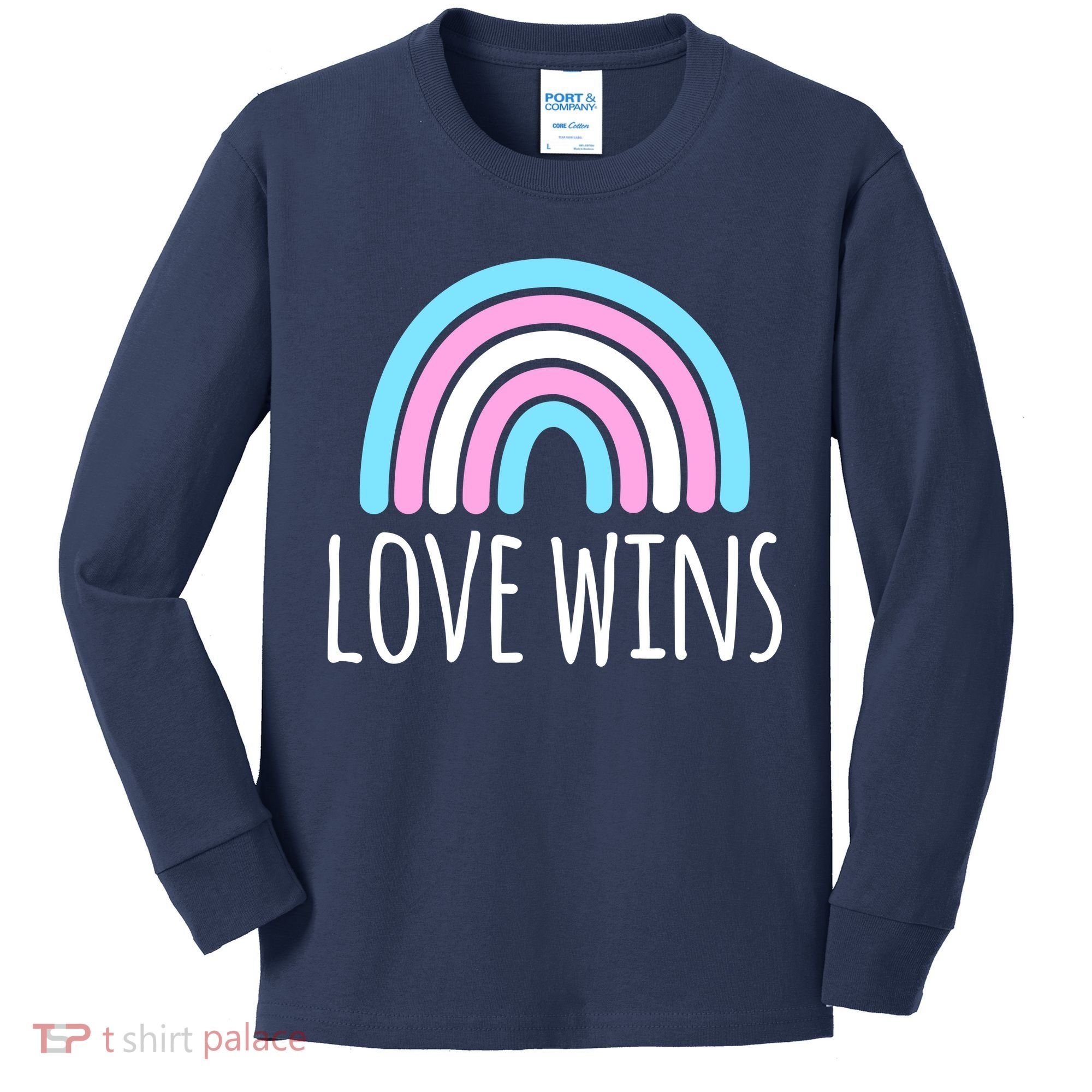 Love Wins Transgender Rainbow Pride Month Kids Long Sleeve Shirt