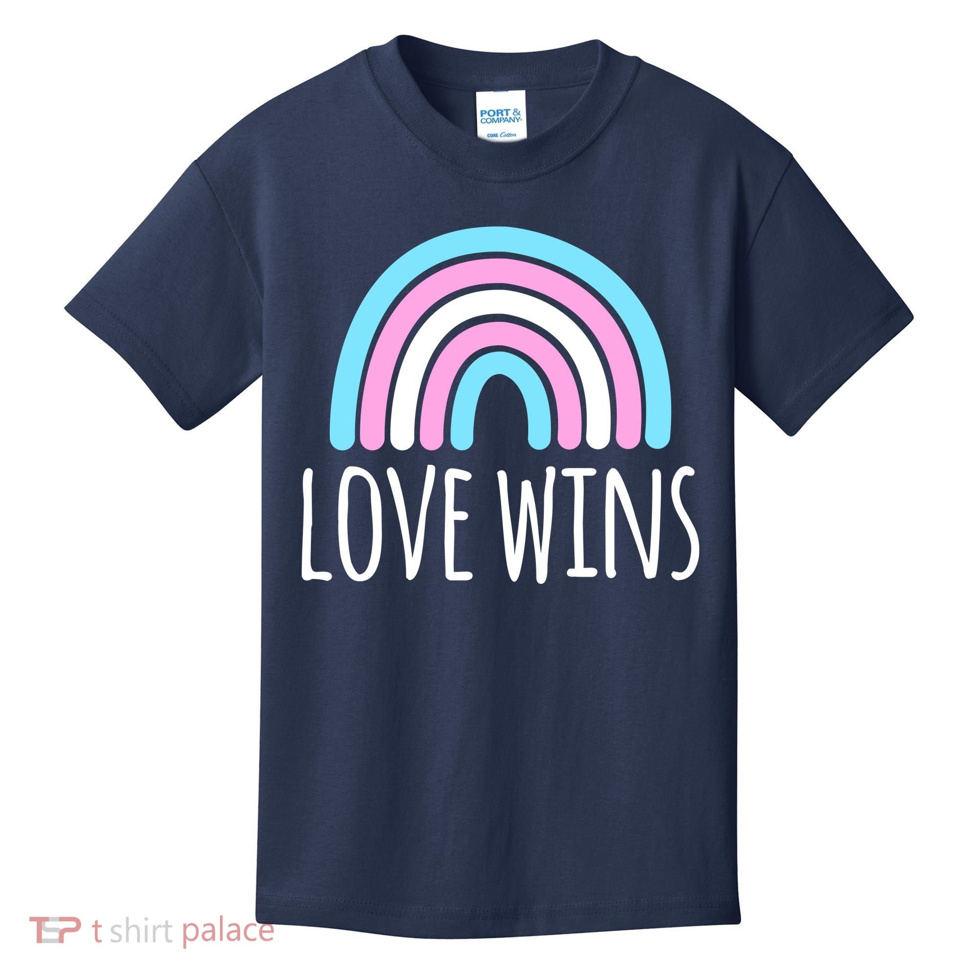 Love Wins Transgender Rainbow Pride Month Kids T-Shirt