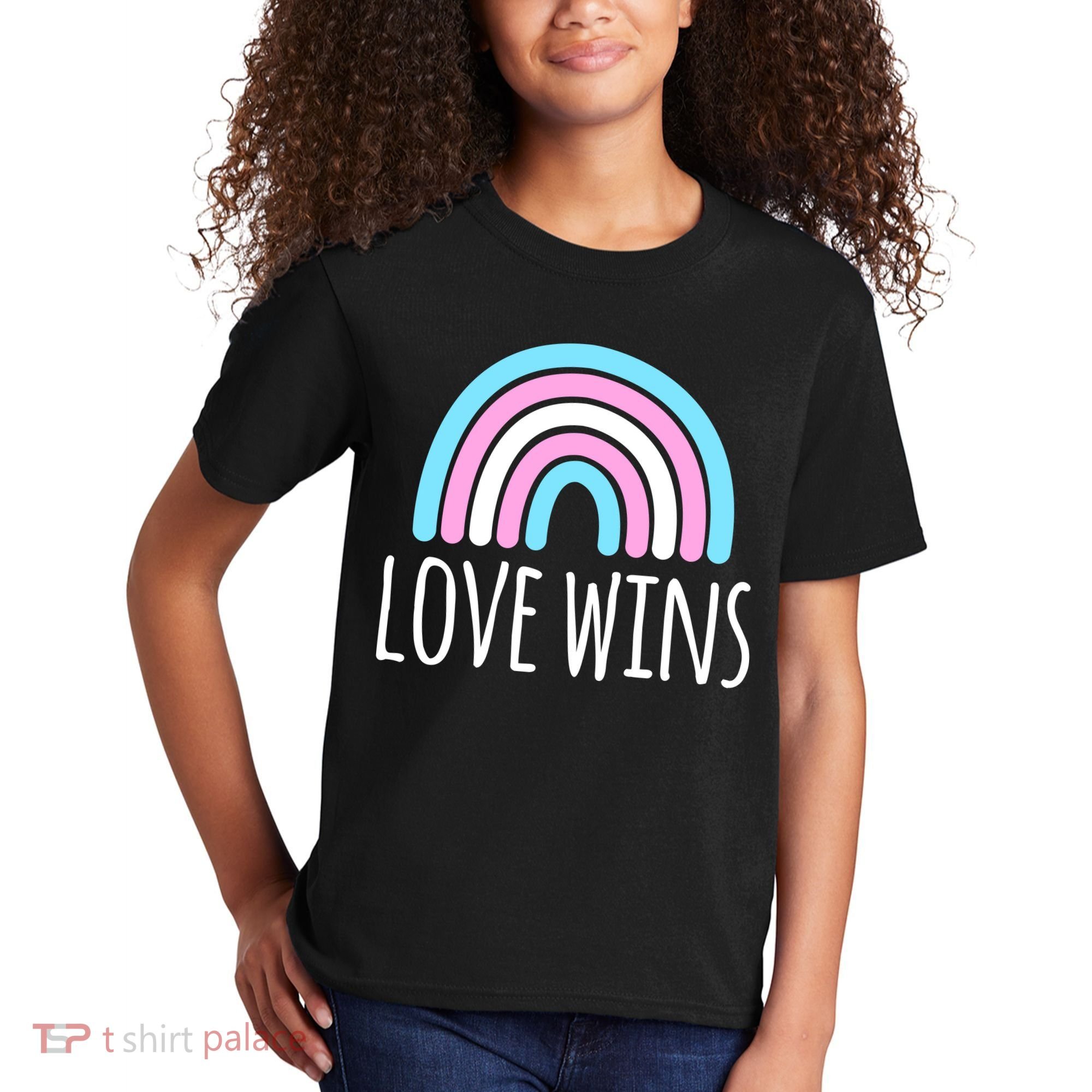 Love Wins Transgender Rainbow Pride Month Kids T-Shirt