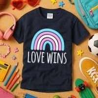 Love Wins Transgender Rainbow Pride Month Kids T-Shirt thumb 3