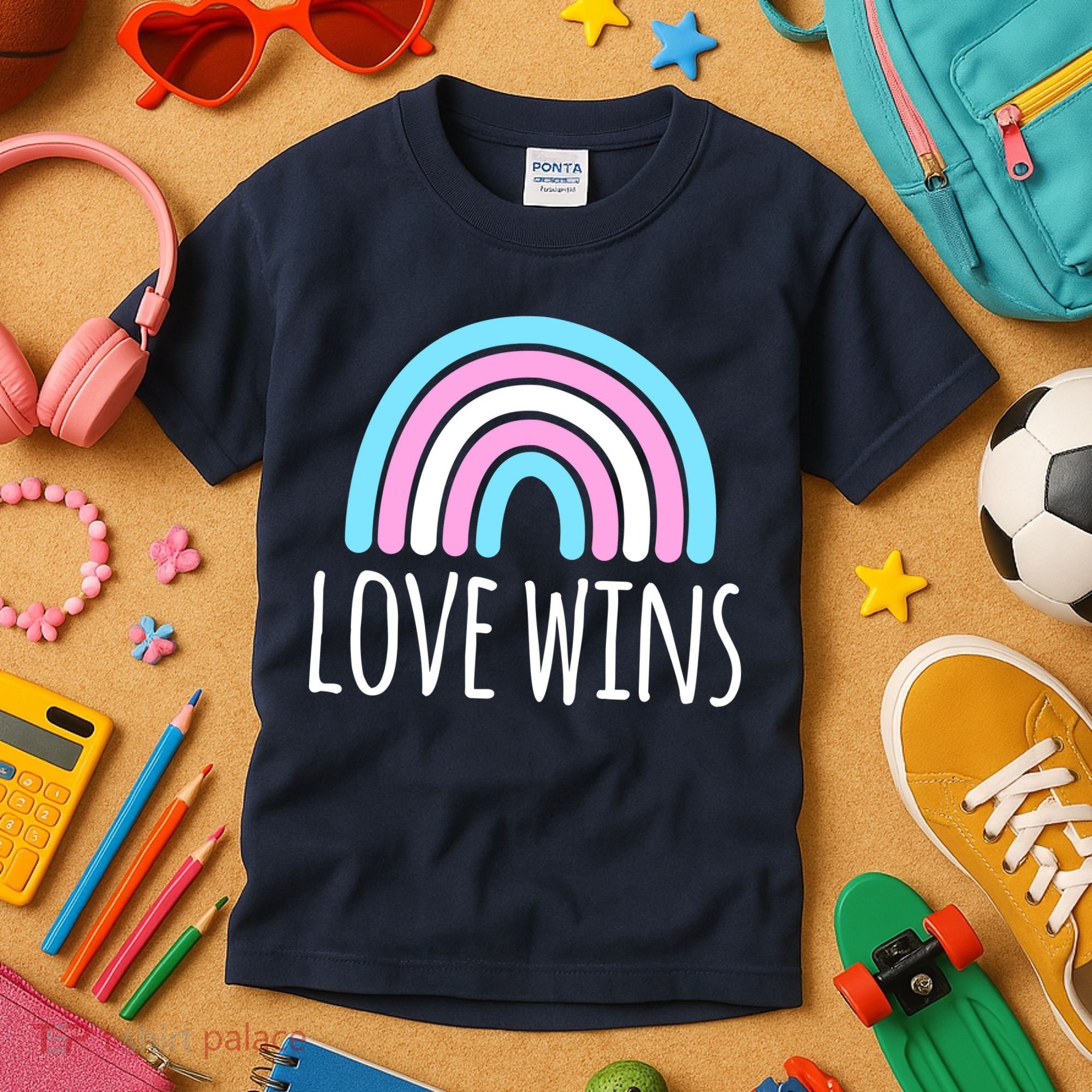 Love Wins Transgender Rainbow Pride Month Kids T-Shirt