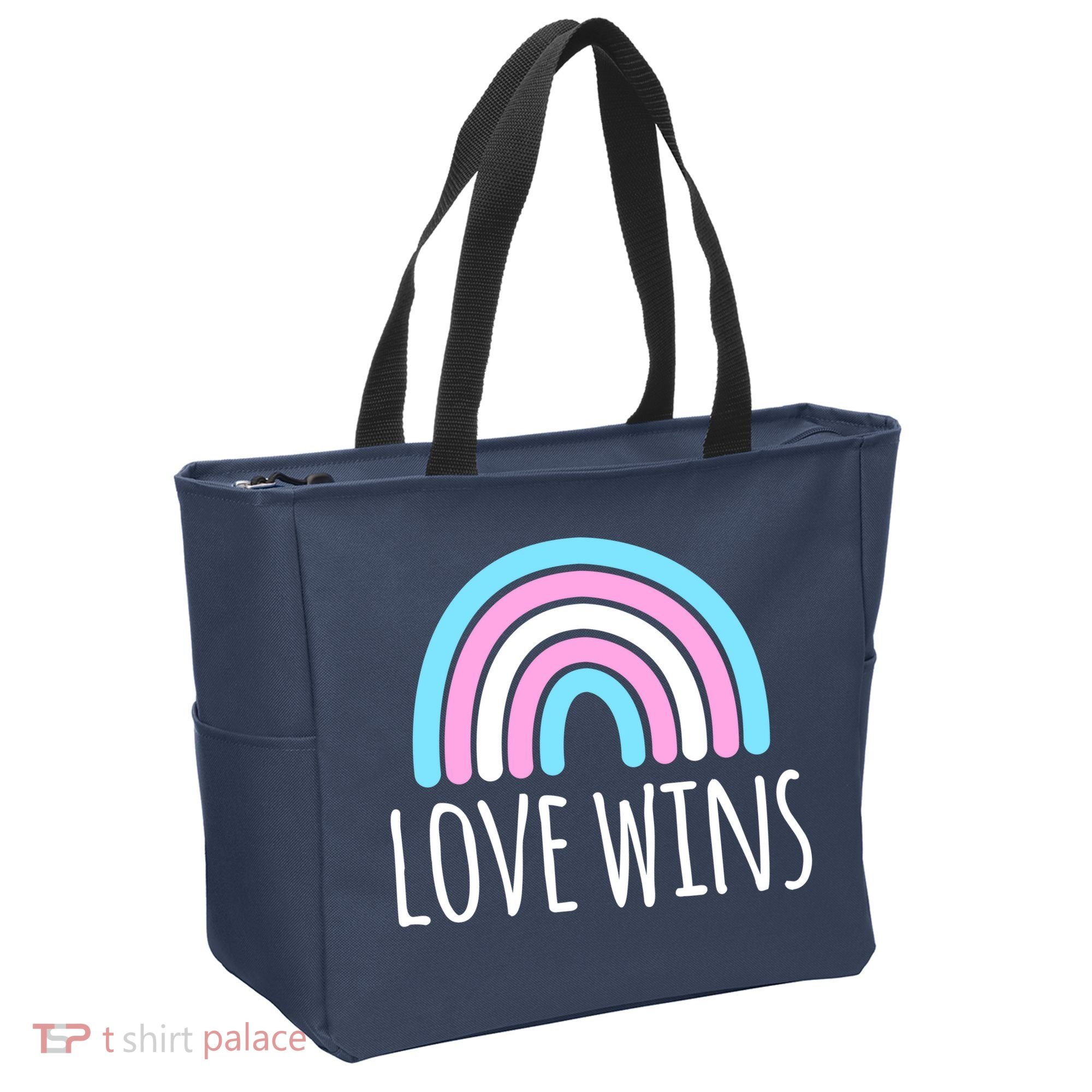 Love Wins Transgender Rainbow Pride Month Tote Bag