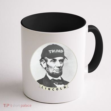Lincoln Wearing Trump Hat Funny Abe Merica Abraham Gift Coffee Mug back