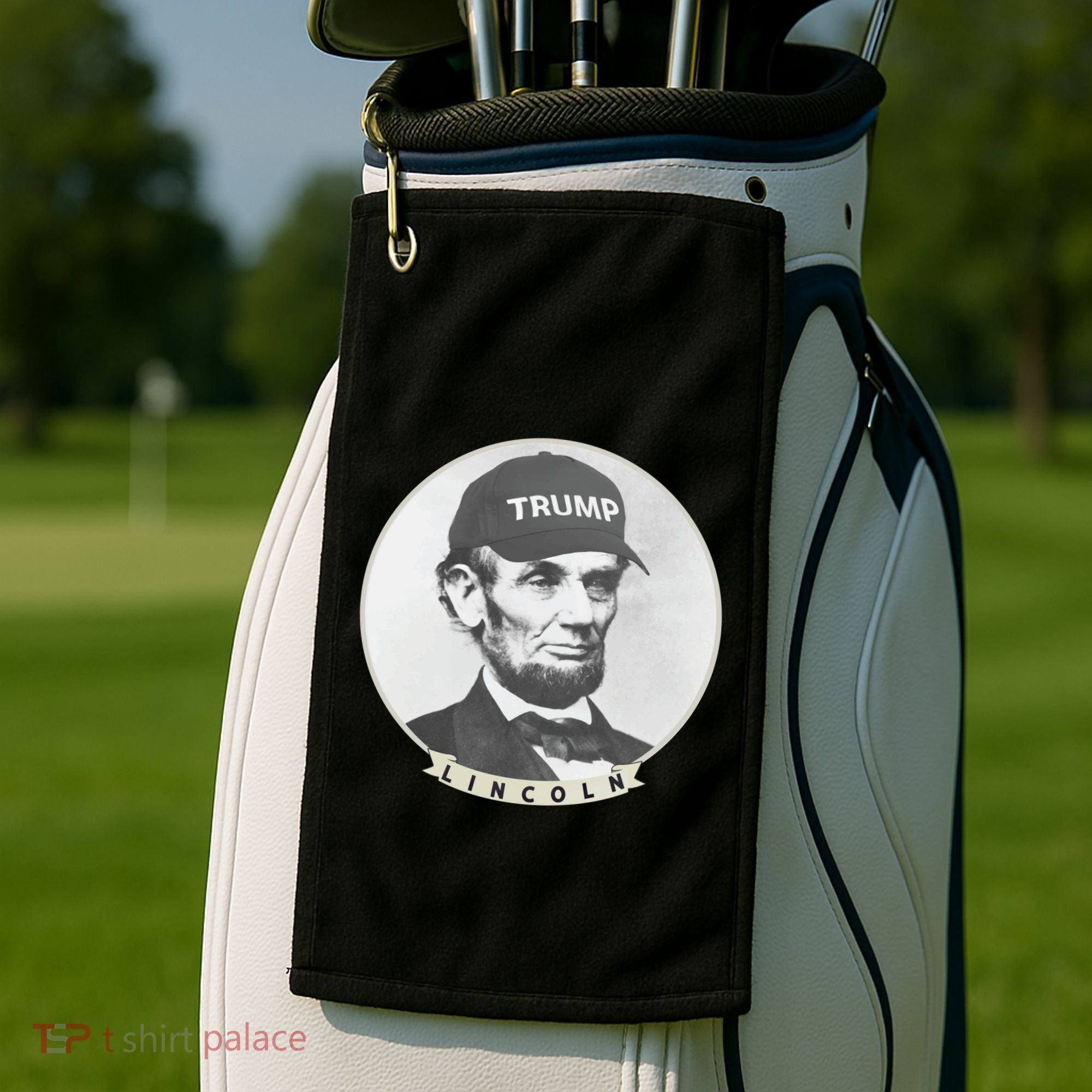 Lincoln Wearing Trump Hat Funny Abe Merica Abraham Gift Golf Towel