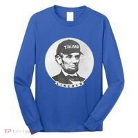 Lincoln Wearing Trump Hat Funny Abe Merica Abraham Gift Long Sleeve Shirt thumb 0