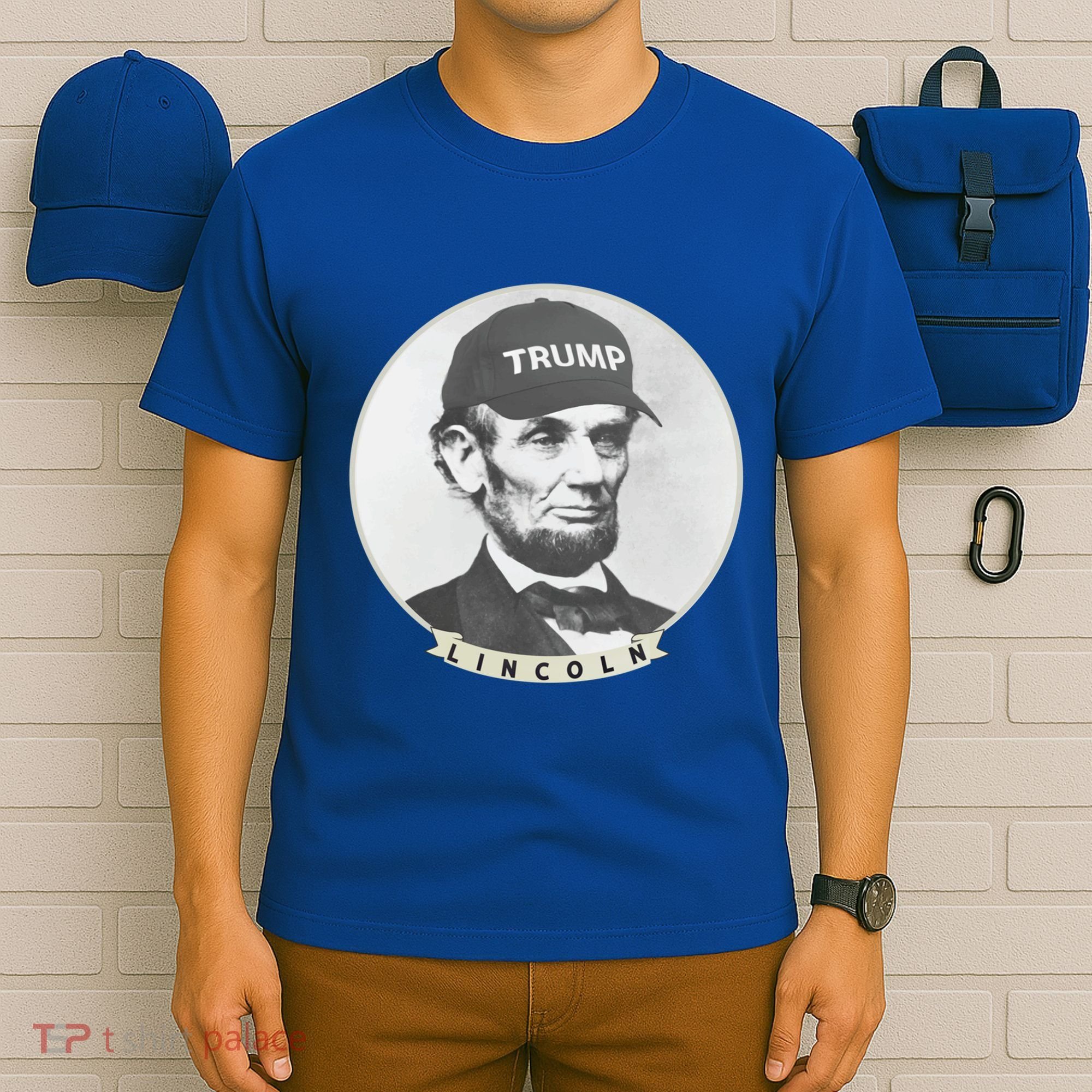 Lincoln Wearing Trump Hat Funny Abe Merica Abraham Gift T-Shirt