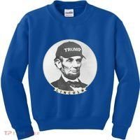 Lincoln Wearing Trump Hat Funny Abe Merica Abraham Gift Kids Sweatshirt thumb 0