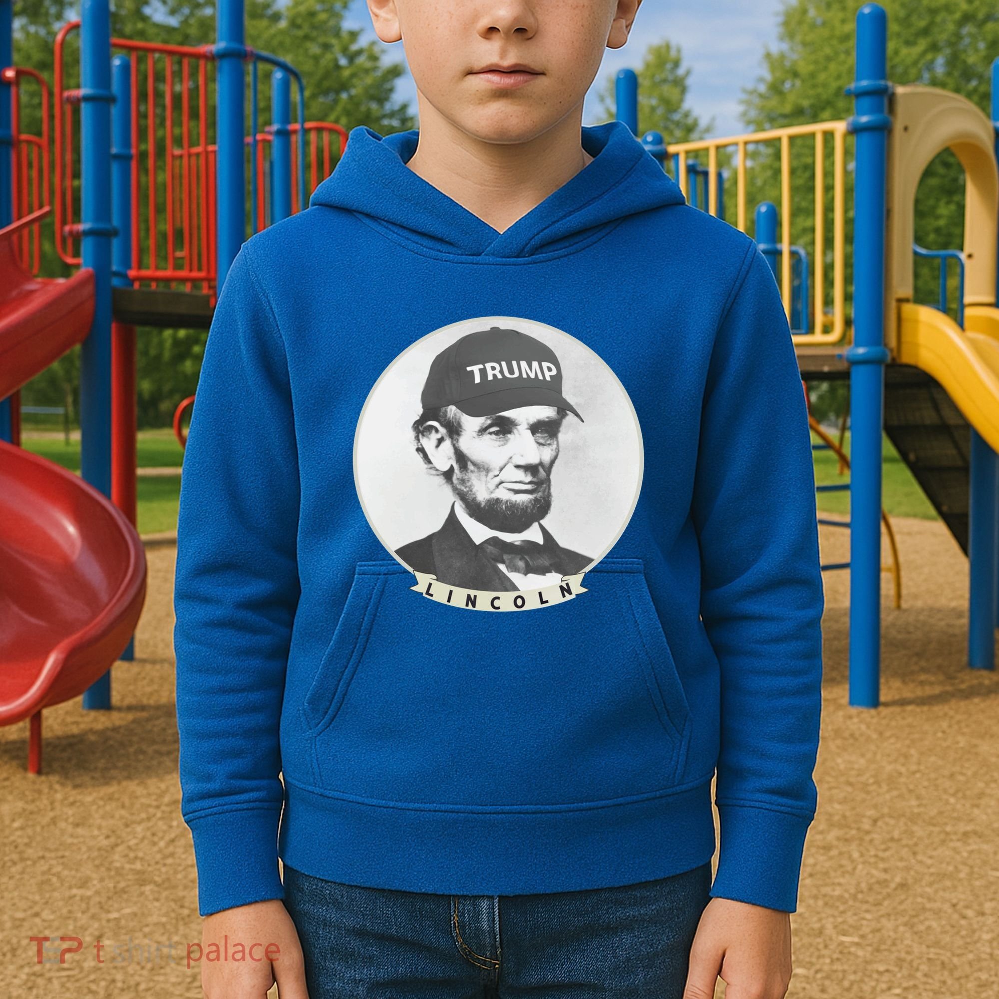 Lincoln Wearing Trump Hat Funny Abe Merica Abraham Gift Kids Hoodie