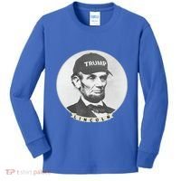 Lincoln Wearing Trump Hat Funny Abe Merica Abraham Gift Kids Long Sleeve Shirt thumb 0