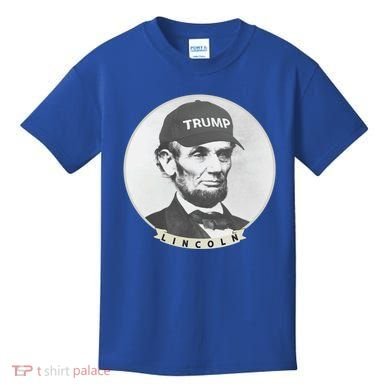 Lincoln Wearing Trump Hat Funny Abe Merica Abraham Gift Kids T-Shirt