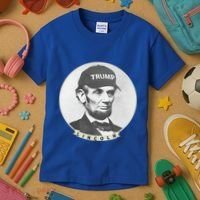 Lincoln Wearing Trump Hat Funny Abe Merica Abraham Gift Kids T-Shirt thumb 3
