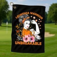 Leukemia Warrior Unbreakable Gift Awareness Gift Golf Towel thumb 1