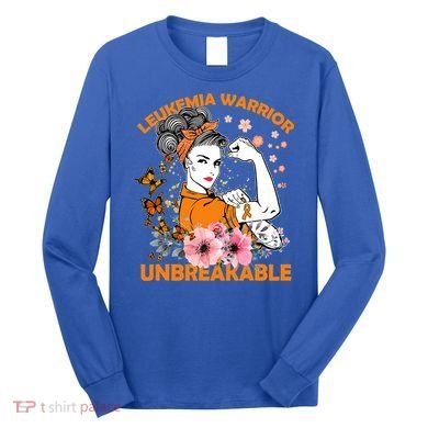 Leukemia Warrior Unbreakable Gift Awareness Gift Long Sleeve Shirt