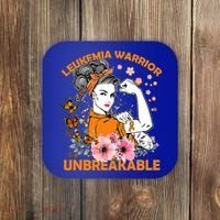 Leukemia Warrior Unbreakable Gift Awareness Gift Coaster thumb 0