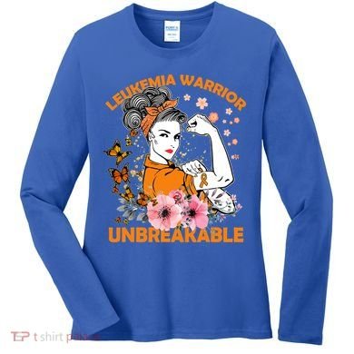 Leukemia Warrior Unbreakable Gift Awareness Gift Women's Long Sleeve Shirt