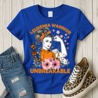 Leukemia Warrior Unbreakable Gift Awareness Gift Women's T-Shirt thumb 3
