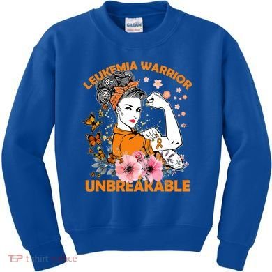 Leukemia Warrior Unbreakable Gift Awareness Gift Kids Sweatshirt