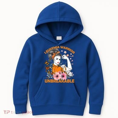 Leukemia Warrior Unbreakable Gift Awareness Gift Kids Hoodie