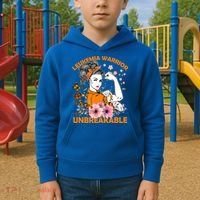 Leukemia Warrior Unbreakable Gift Awareness Gift Kids Hoodie thumb 2
