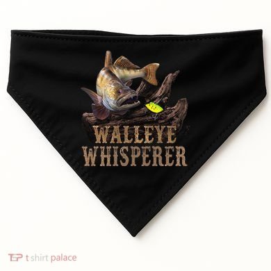 Large Walleye With Fishing Lure Drawing Walleye Whisperer USA-Made Doggie Bandana