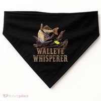 Large Walleye With Fishing Lure Drawing Walleye Whisperer USA-Made Doggie Bandana thumb 0