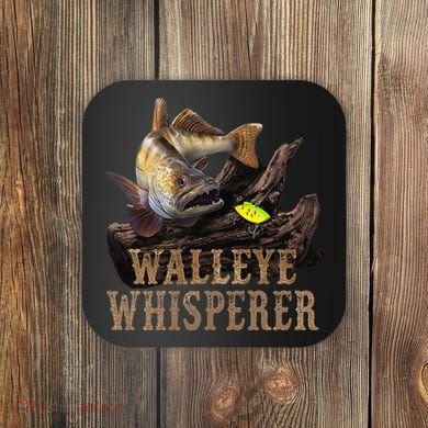 Large Walleye With Fishing Lure Drawing Walleye Whisperer Coaster