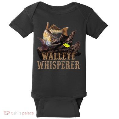 Large Walleye With Fishing Lure Drawing Walleye Whisperer Baby Bodysuit