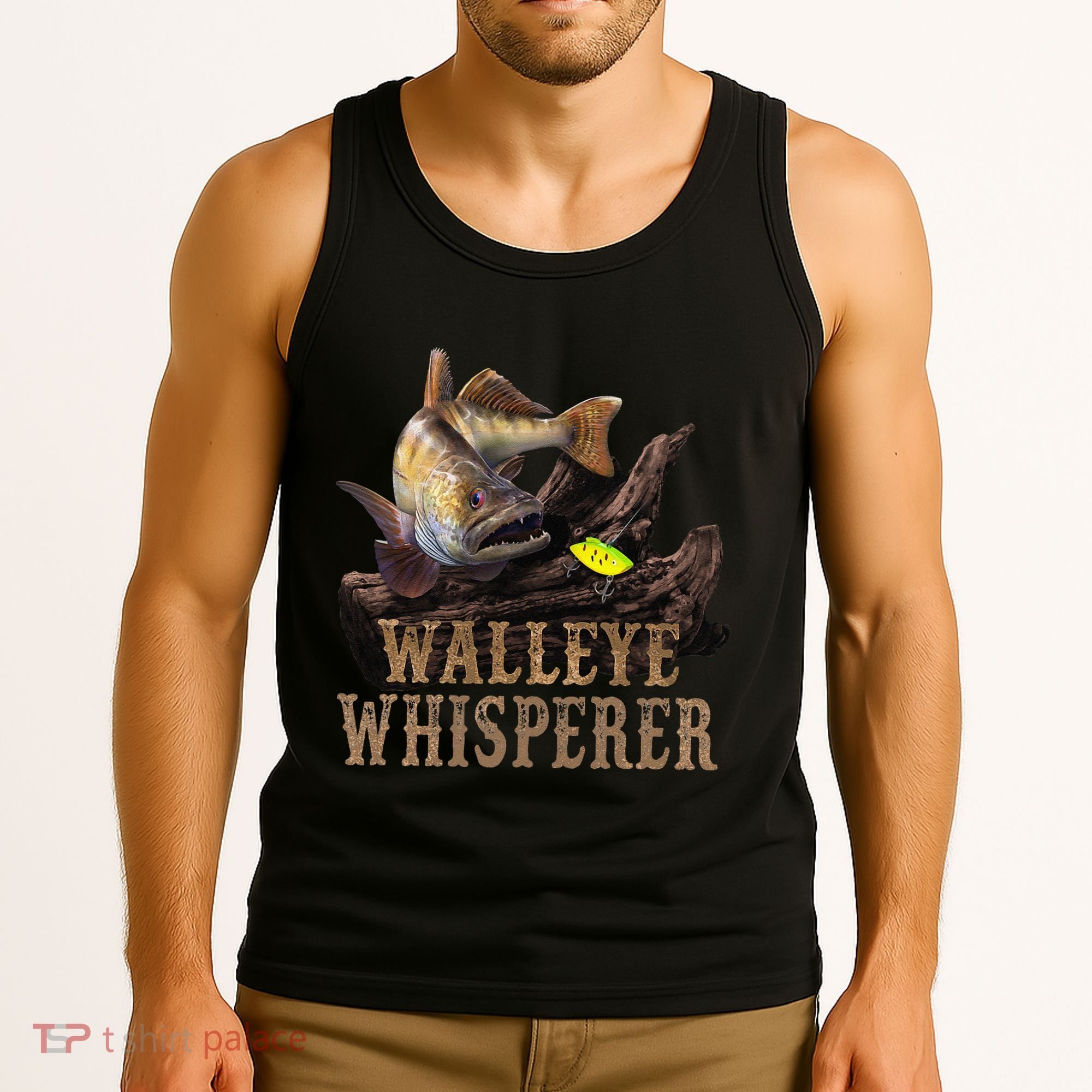 Large Walleye With Fishing Lure Drawing Walleye Whisperer Tank Top