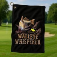 Large Walleye With Fishing Lure Drawing Walleye Whisperer Golf Towel thumb 1