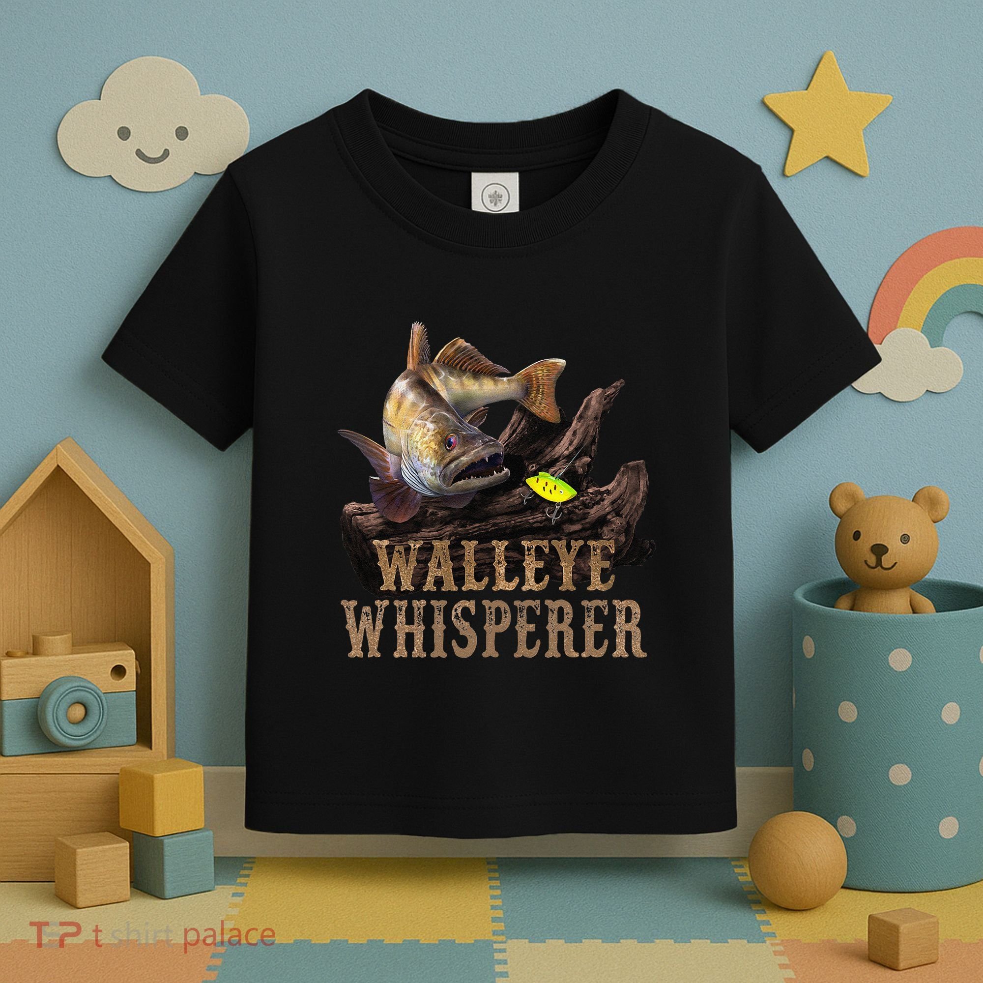 Large Walleye With Fishing Lure Drawing Walleye Whisperer Toddler T-Shirt